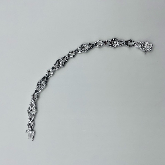 Rhodium Plated Black and White Tennis Bracelet - Picture 4 of 4